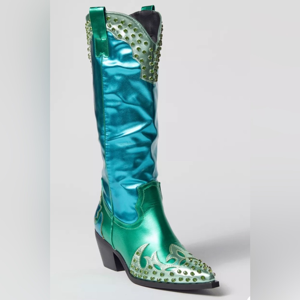Azalea Wang Knox Metallic Cowboy Boots